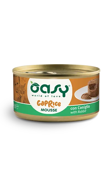 Alimento umido Oasy Caprice Mousse Coniglio 85 g per gatti adulti Alimento umido Oasy Caprice Mousse Coniglio 85 g per gatti adulti
